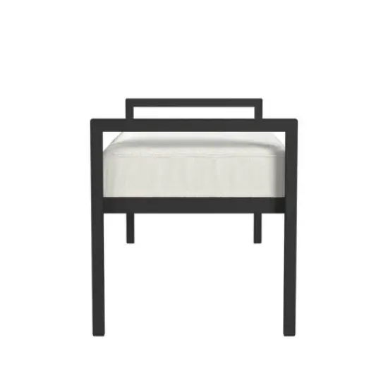 Modern Metal Bench Cream Boucle - HomePop image {2}