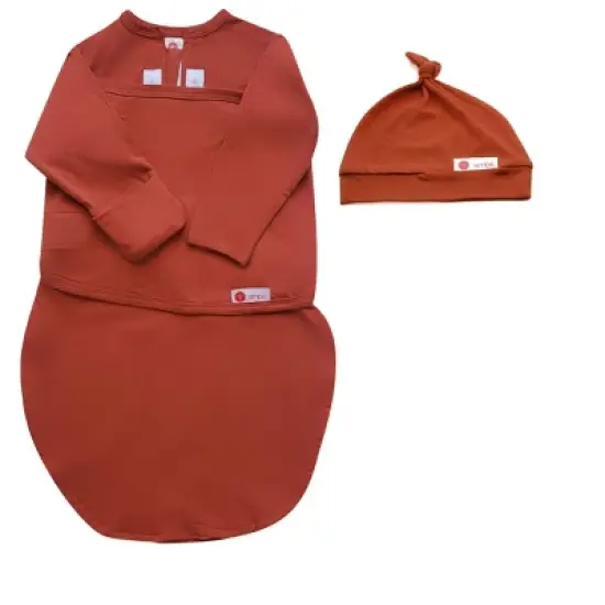 embe Newborn Long Sleeve Swaddle Sack and Top Knot Hat Set (0-3 months) image {6}