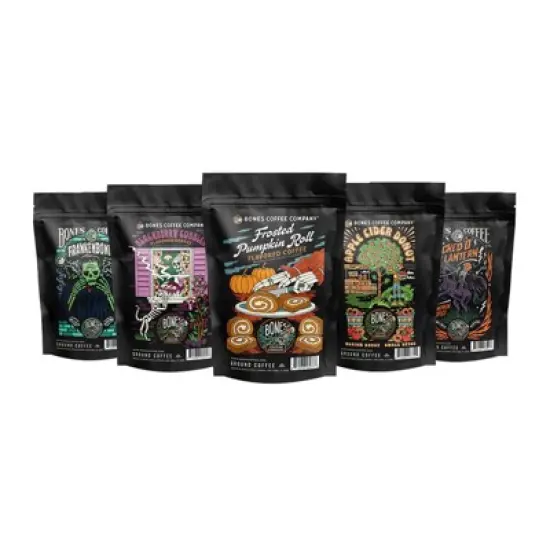 Bones Coffee - New Fall Flavor Sample Pack Ground (4 oz Pack of 5) image {1}