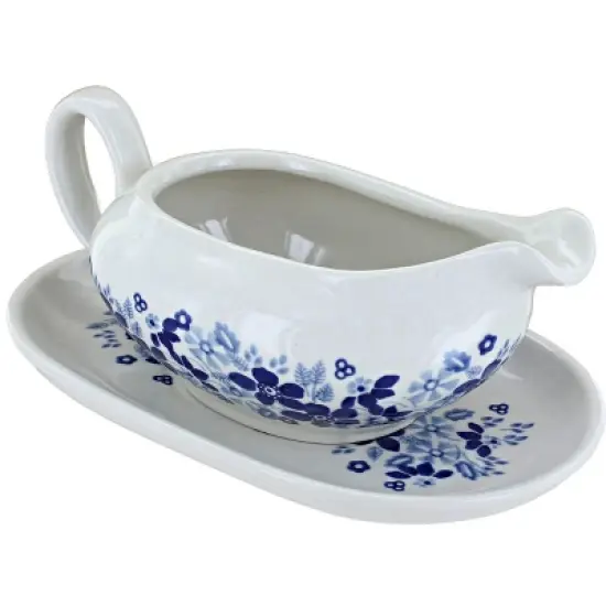 Blue Rose Polish Pottery S119 Manufaktura Gravy Boat & Plate image {4}