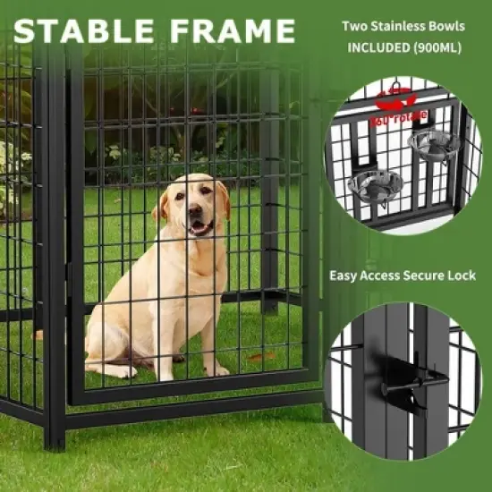 LOVMOR Large Dog Kennel Outdoor Pet Pens Dogs Run Enclosure Animal Hutch Metal Coop Fence with Rotating Bowl image {2}