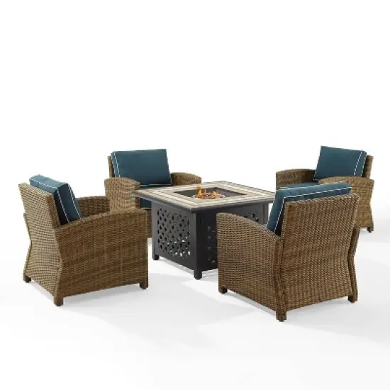 Bradenton 5pc Outdoor Wicker Arm Chair & Fire Table Set - Crosley
 image {19}