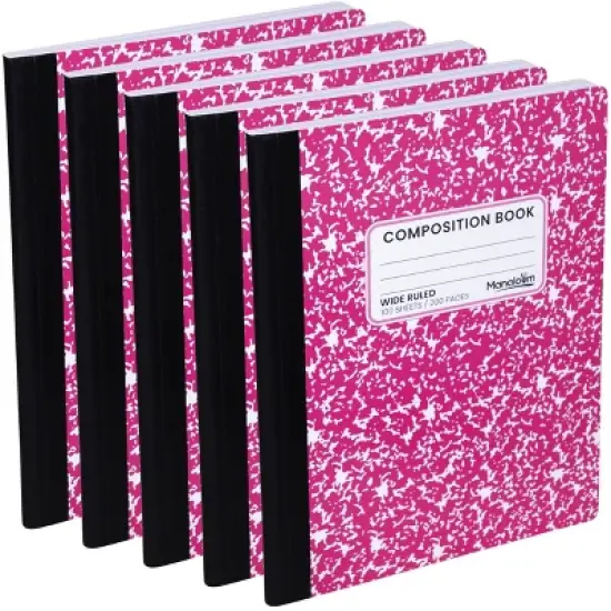 Manaloom Wide Ruled Composition Notebooks &ndash; 5 Pack &ndash; 100 Sheets, 9.75" x 7.5", Sewn Binding &ndash; Colored Notebooks for School, Work, Journaling image {7}