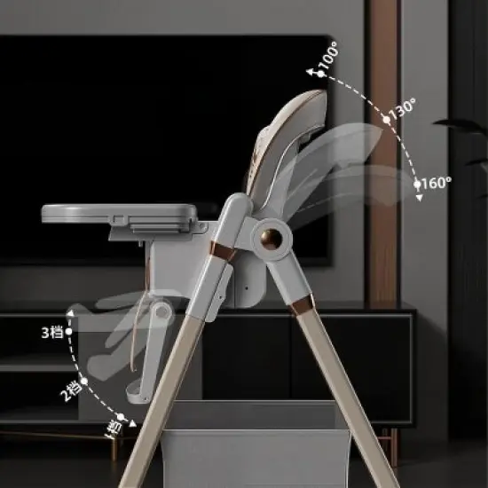 CIPACHO Adjustable Baby High Chair 0-6 Years &ndash; Portable Infant Feeding Seat with Safety Belt, Silent Lockable Wheels & Easy-Clean Design White image {7}