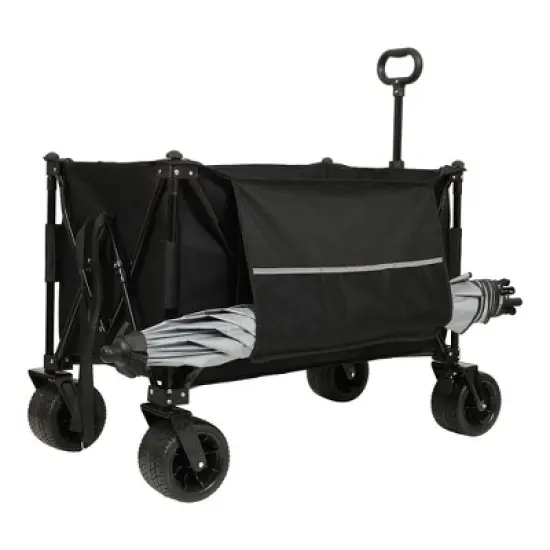 CAVINAS 480lbs Heavy Duty Folding Wagon Cart,All-Terrain Shopping Cart with Locking Brakes & Storage Pockets,Oversized Wagon for Camping image {1}