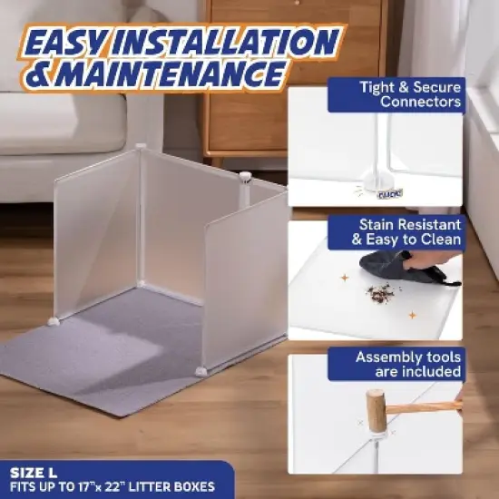 Panther Armor Cat Litter Box with Splash Guards and Mat image {2}