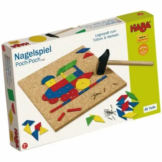 HABA Geo Shape Tack Zap Play Set - Geometric Designs with Hammer & Nails Children's Toy (Made in Germany) image {2}