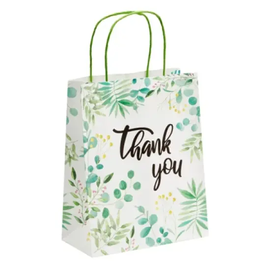 Sparkle and Bash 50 Pack Medium Thank You Paper Gift Bags with Handles for Party Favors, Shopping Merchandise Bags, White, 10x8 in image {2}