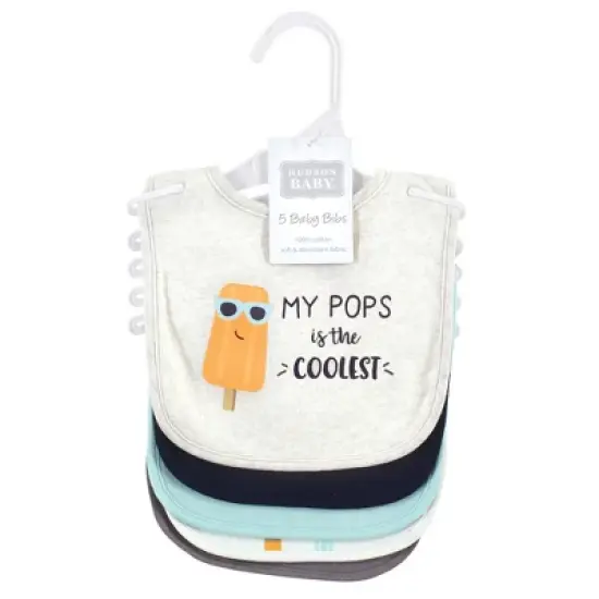 Hudson Baby Infant Boy Cotton Bibs, Popsicle, One Size image {1}