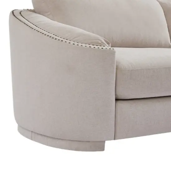 Stylish Sofa with Semilunar Arm, Rivet Detailing, and Solid Frame-ModernLuxe image {9}