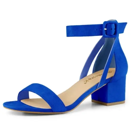 Allegra K Women's Ankle Strap Block Low Heel image {11}