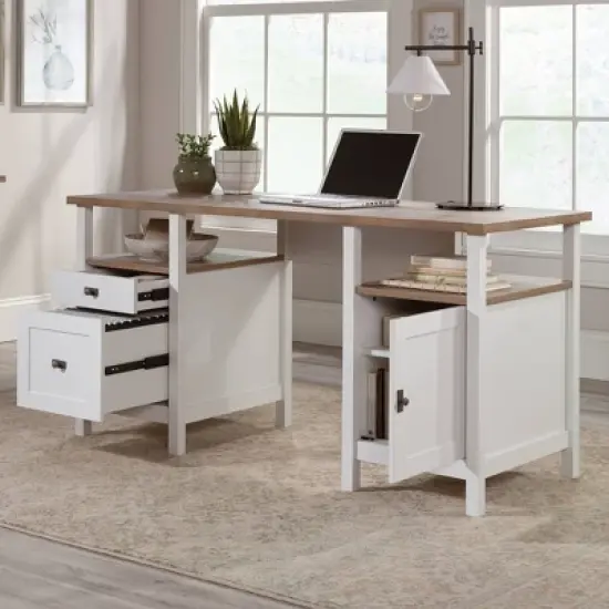 Cottage Road Desk with Drawers White - Sauder: Laminated Executive Workstation, 5 Year Warranty image {2}