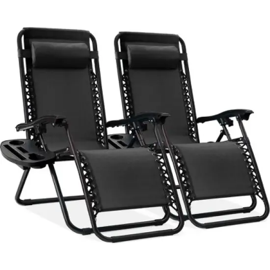 Best Choice Products Set of 2 Zero Gravity Lounge Chair Recliners for Patio, Pool w/ Cup Holder Tray image {13}