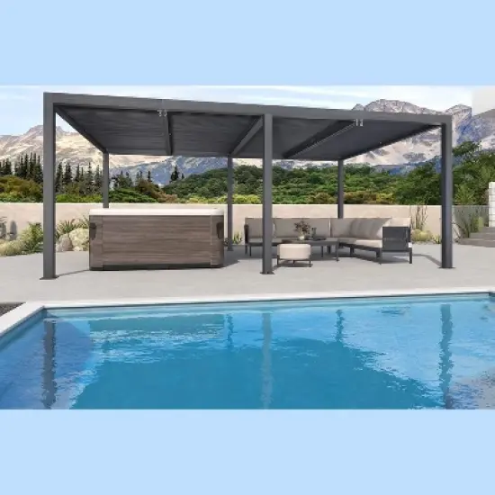 PURPLE LEAF Louvered Pergola Outdoor Aluminum Pergola with Adjustable Roof for Deck Backyard Garden Grey Hardtop Gazebo image {14}