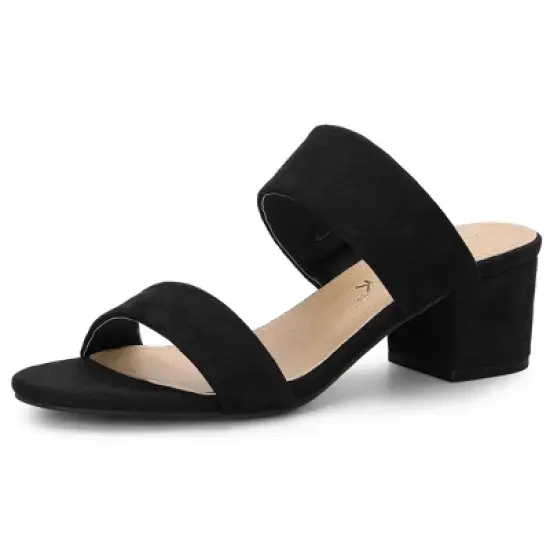 Allegra K Women's Block Heel Dual Straps Slide Sandals image {11}