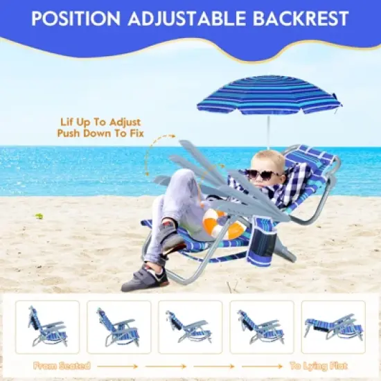 MUKE Kids Reclining Beach & Camp Chair with Umbrella, 5-Position Foldable Chair, Lightweight & Portable Design for Outdoor Fun image {4}