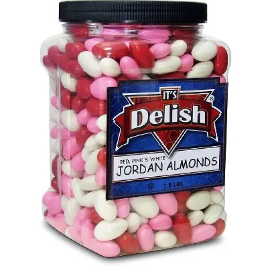 Red ,Pink & White Jordan Almonds Mix by It's Delish - 3.5 LBS Jumbo Container image {7}
