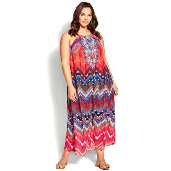 Women's Plus Size Beauty Halter Maxi Dress - red | AVENUE image {3}