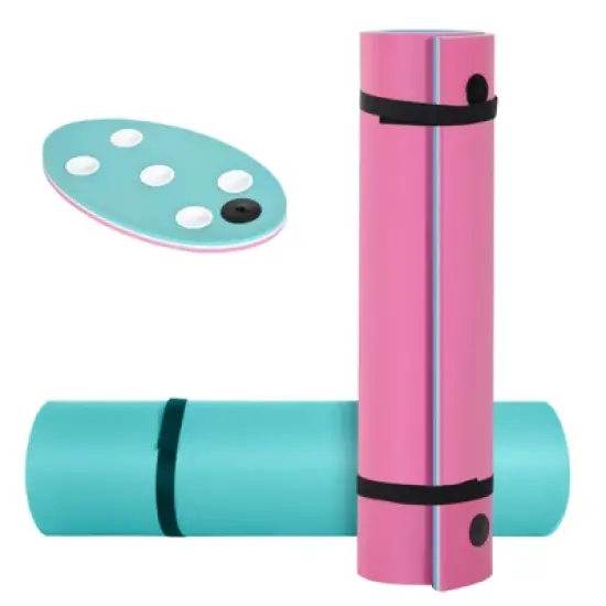 DSVIMOY 12'*5' Floating Mat, 3-Layer Swimming Pool Floating Water Mat, Thick Water Activities Mat for Lake, Oceans, Pink&Green, 149.5"*59"*1.3" image {4}