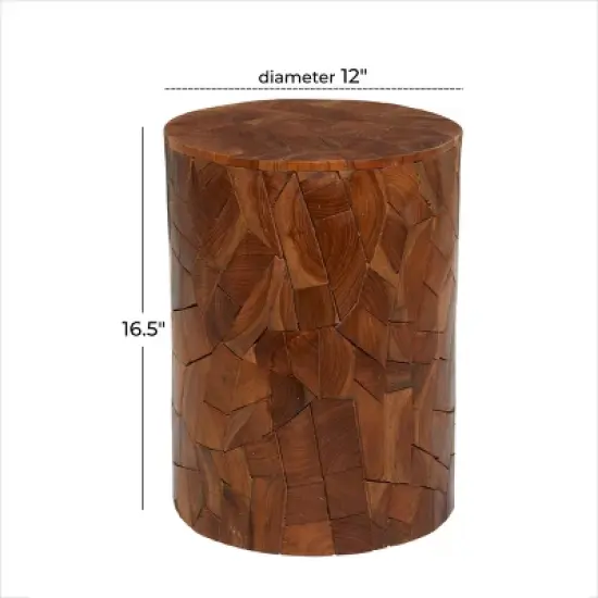 Contemporary Teak Wood Accent Table Dark Brown - Olivia & May image {5}