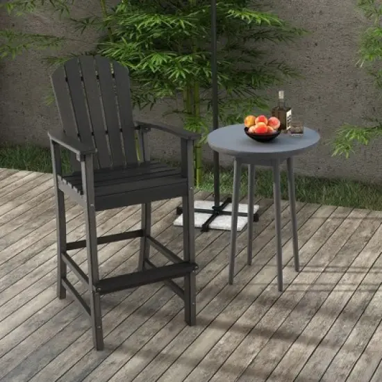 Costway Outdoor HDPE Bar Height Stool Patio Tall Chair Armrest Footrest All Weather image {3}