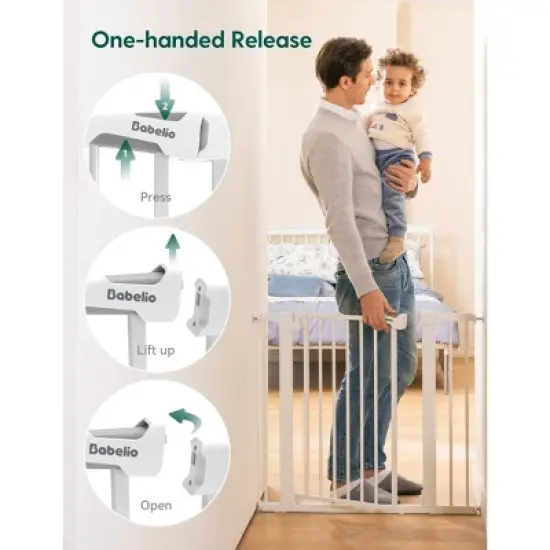 Babelio PressGuard C5 Expandable No Drill Baby and Pet Gate, Pressure Mounted Safety Gate for Stairs image {2}