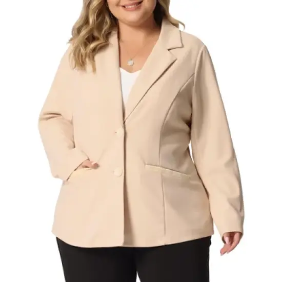 Agnes Orinda Women's Plus Size Button Down Notched Lapel Office Blazers image {10}