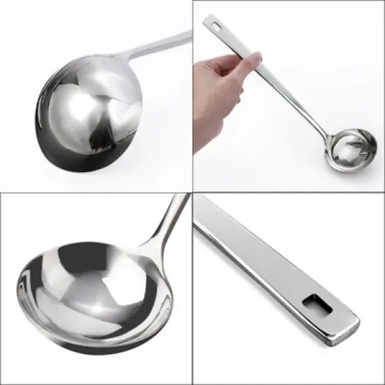 Unique Bargains Stainless Steel Ladle Kitchenware Spoons 11.6" Silver Tone 1 Pc image {3}