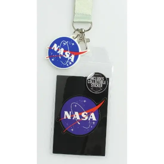 NASA ID Lanyard Badge Holder Classic Logo With 2" Rubber Charm Pendant image {1}