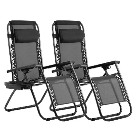 FDW Zero Gravity Chair Patio Lounge Chairs Lounge Patio Chairs 2 Pack Adjustable Reliners for Pool Yard with Cup Holder image {7}