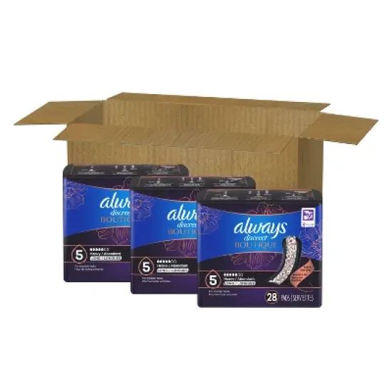 Always Discreet Boutique 5 Drops Incontinence Pads - Heavy - Long Length - 84ct image {10}