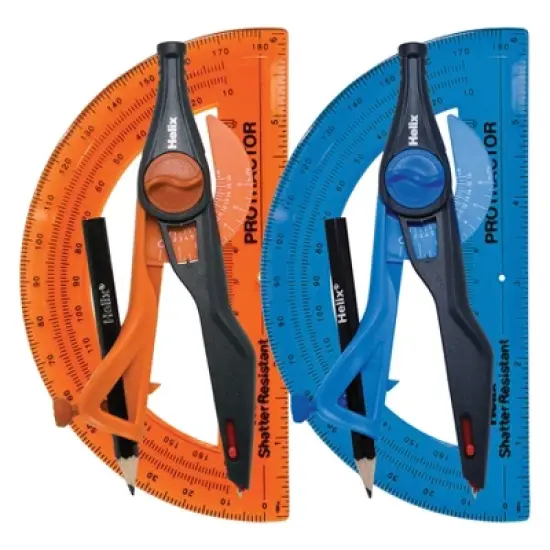Helix Plastic Locking Compass & Protractor Set, 5 Sets image {3}