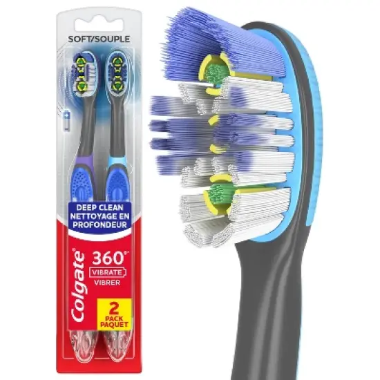 Colgate 360 Vibrate Deep Clean Battery Powered Toothbrush Soft image {11}