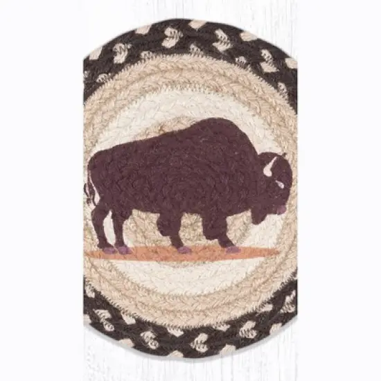Earth Rugs Decorative Buffalo Printed Round Trivet 10" Farmhouse Kitchen Accent image {2}