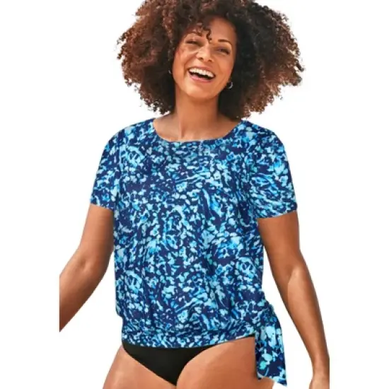 Swimsuits for All Women&rsquo;s Plus Size Chlorine Resistant Blouson Swim Tee image {4}