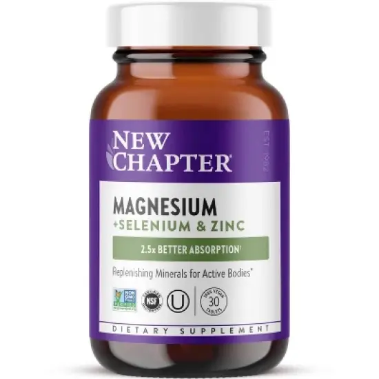 New Chapter Magnesium + Selenium & Zinc with Muscle Support Minerals + Hydrating Electrolytes, 325 mg with Magnesium Glycinate Tablets - 30ct image {8}