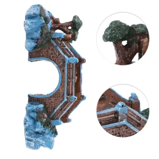 Unique Bargains Aquarium Decorations Arch Bridge Decoration Resin Fish Accessories Blue Brown Green 5.71" Length 1 Pcs image {2}