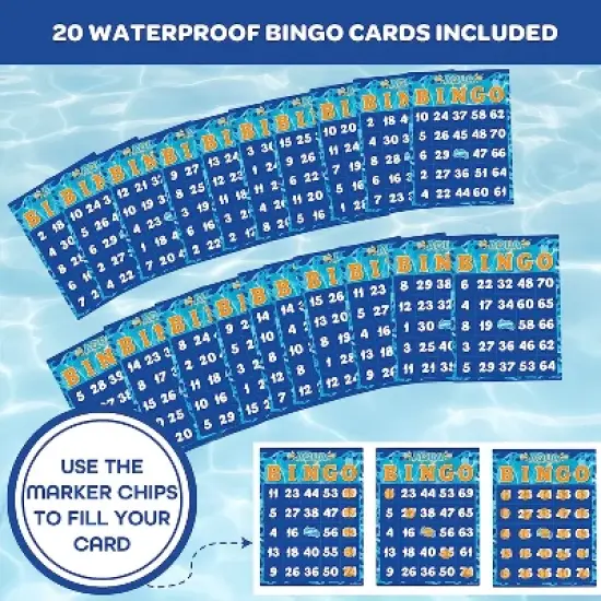 Aqua Pool Bingo Diving Game for Adults & Kids - Dive for & Call 75 Sinking Numbers, Fill Your Card To Win - Swimming Party Fun image {2}