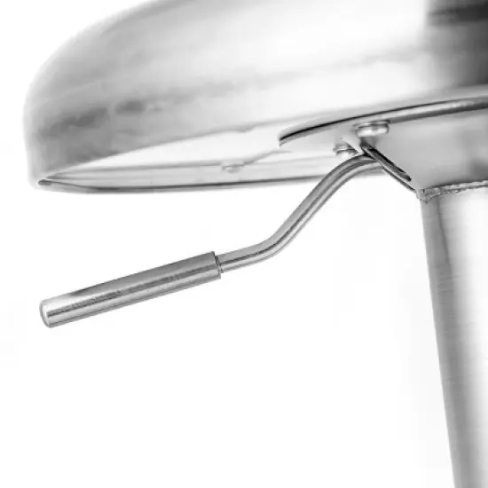 Costway Brushed Stainless Steel Swivel Bar Stool Seat Adjustable Height Round Top Silver Backless image {7}