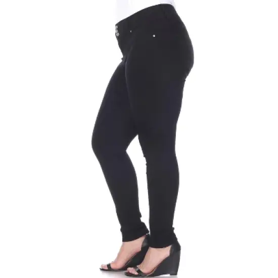 Women's Plus Size Super Stretch Black Denim - White Mark image {1}