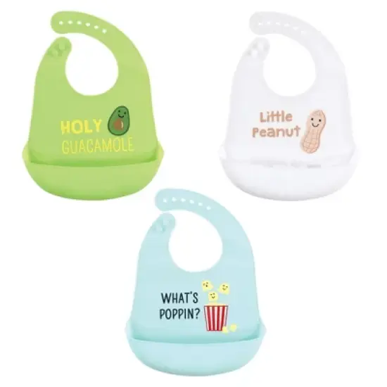 Hudson Baby Infant Silicone Bibs 3pk, Guacamole, One Size image {1}