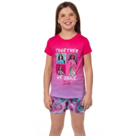 Barbie Girls' Together We Shine Characters Sketch Sleep Pajama Set Shorts Multicolored image {4}