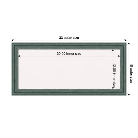 33"x15" Upcycled Wood Frame White Cork Board Teal/Gray - Amanti Art: Bulletin Board, Wall Mounted, Office Decor image {9}