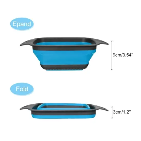Unique Bargains Space Saving Suitable Silicone Square Foldable Strainer with Handle image {2}