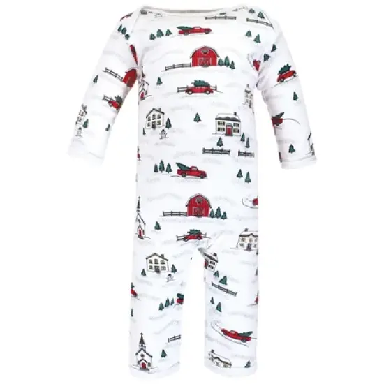 Hudson Baby Unisex Baby Cotton Coveralls, Christmas Scene image {3}