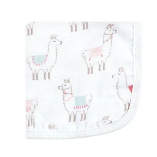 Hudson Baby Infant Girl Cotton Muslin Washcloths, Llama, One Size image {2}