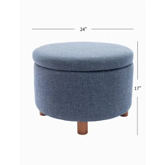 Large Round Storage Ottoman with Lift Off Lid - WOVENBYRD image {12}