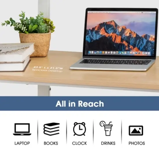 Costway Reversible Computer Desk Study Table Home Office w/Adjustable Bookshelf Natural image {5}