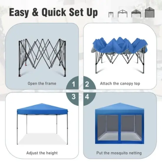 Captiva Designs 10x10 ft Pop-Up Canopy Tent with UV Protection, Mesh Sidewalls, and Easy Setup Roller Bag, Beige image {5}