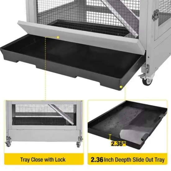 Aivituvin 5 Levels Wooden Chinchilla Ferret Cage | Chew-Resistant Habitat-AIR38-1 image {5}